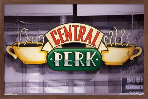 Vista 10 de Trends International Friends - Póster de pared de Central Perk, 14.725 x 22.375 pulgadas, versión enmarcada de madera de granero
