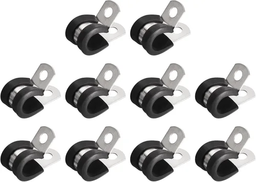 Vista 30 de uxcell Abrazadera de tubo de acero inoxidable en forma de R de 1-1/2 pulgadas (1.496 in) con aislamiento acolchado de goma