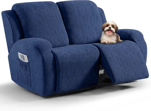 Vista 22 de VANSOFY Fundas para sillas reclinables, 4 piezas, elásticas, de tela jacquard, suave funda para silla reclinable, protector de muebles con parte