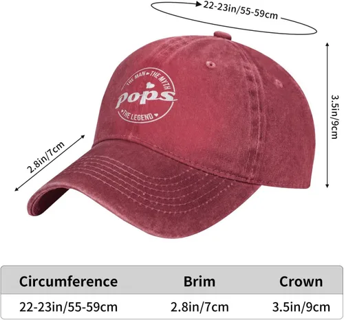 Vista 6 de Zuriohalk Pops The Man The Myth The Legend Hat Men Baseball Caps Graphic Hats