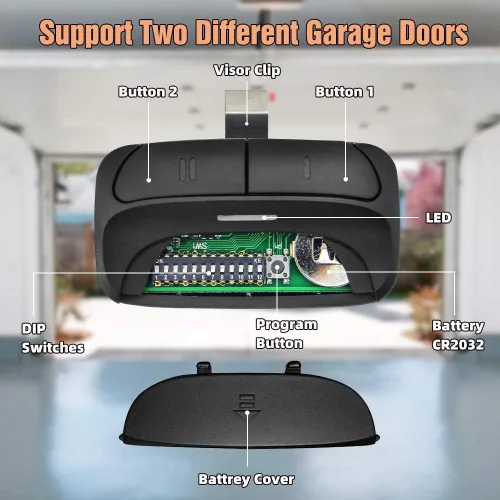 Vista 6 de Control remoto universal para puerta de garaje compatible con LiftMaster, Chamberlain, Linear, Stanley, Wayne Dalton, Craftsman y otros abridores