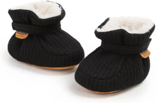 Vista 106 de Botines de forro polar para bebés, niños y niñas, pantuflas antideslizantes con agarre suave, zapatos de calcetín para recién nacidos, cuna