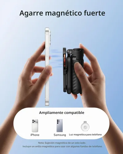 Vista 7 de TELESIN Palo selfie magnético para teléfono, mini trípode con agarre
