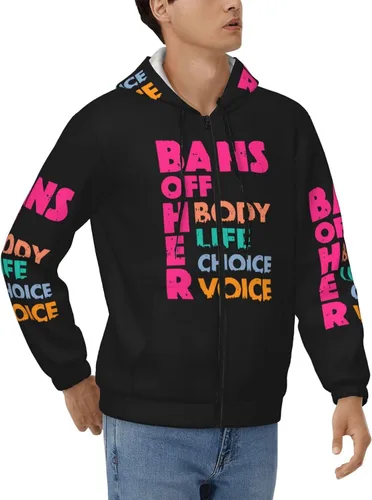 Vista 2 de Bans Off Our Bodies - Sudadera con capucha para hombre, manga larga, con cremallera