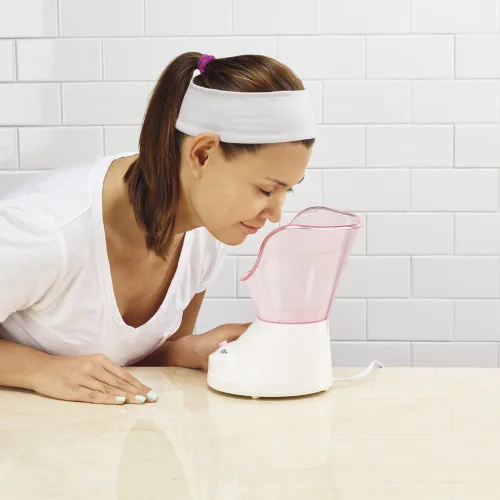 Vista 5 de Sistema de sauna facial con vapor hidratante True Glow de Conair, rosa/crema