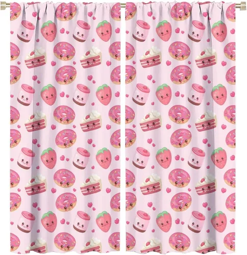 Vista 37 de Cortinas bohemias con diseño de fresas, bonitas cortinas bohemias con bolsillo para barra de fruta, tratamiento de ventana para cocina, sala