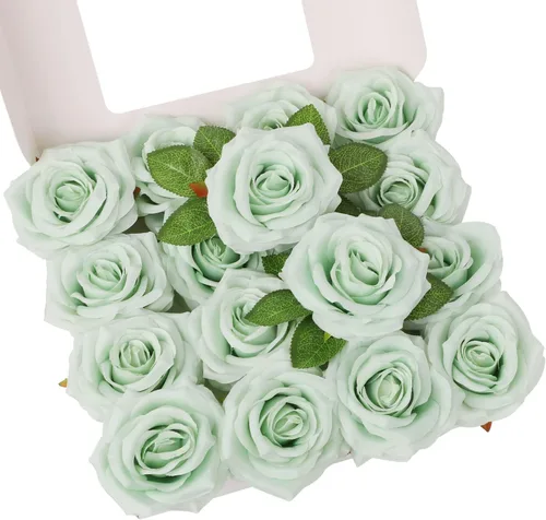 Vista 8 de Rosas artificiales, rosas artificiales, rosas artificiales de seda con tallos para ramos de boda, mesas de fiesta, centros de mesa, arreglos Negro