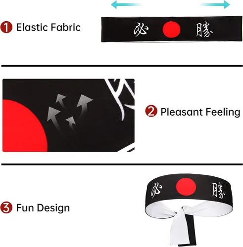 Vista 13 de Diadema reversible de guerrero, Bushido Hachimaki para karate, Halloween, sushi