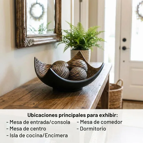 Vista 4 de Juego de 5 cuencos decorativos grandes con elegantes orbes/bolas, centro de mesa elegante para mesa de comedor/cocina, sala de estar o decoración