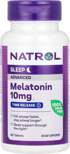 Vista 3 de Natrol Advanced Sleep - Tabletas de melatonina para dormir, máxima fuerza 10 mg 60 ea (paquete de 3)