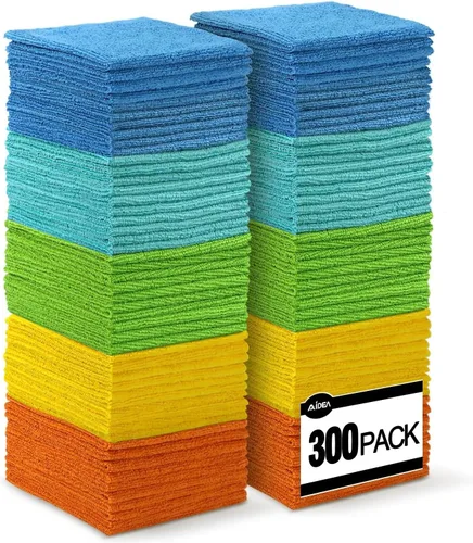 Vista 12 de AIDEA Microfiber Cleaning Cloth Blue-50PK, Soft Absorbent Shop Rags, Microfiber Towels for Cars, Kitchen Towels, Dusting Cloth for Home, Window