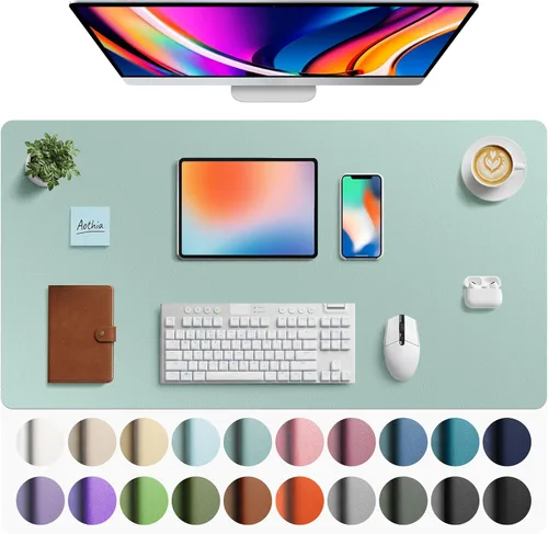 Vista 10 de Aothia - Protector de escritorio de cuero sintético grande, base antideslizante para mouse y superficie para escribir, impermeable, fácil de Agua