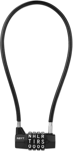Vista 7 de Cerradura de combinación reiniciable de 4 palabras, cerradura de letra, candado de seguridad para el hogar con cable antirrobo de 0.197 in