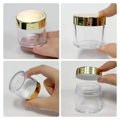 Vista 3 de Beauticom 12 recipientes transparentes redondos de acrílico de 1 onza con tapa superior plana, para cremas, lociones, maquillajes, cosméticos