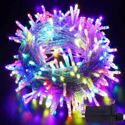 Vista 25 de Guirnalda de luces de Navidad de 66 pies y 200 luces LED para exteriores e interiores, luces decorativas extensibles e impermeables con cable