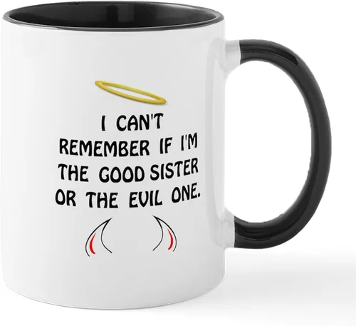 Vista 7 de CafePress Good Evil – Hermana – El único Taza de café, taza de café, S, Blanco