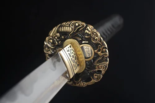 Vista 4 de Katanas japonesas de tres clips de acero, espadas japonesas reales hechas a mano, espadas catana funcionales de 41 pulgadas
