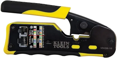 Vista 7 de Klein Tools 80024 Herramienta de trinquete para cable de datos y herramienta de crimpado RJ45 con enchufe CAT6, paquete de 50, kit de herramientas
