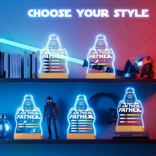 Vista 4 de iDIY Regalos personalizados para el día del padre, sable de luz nocturna 3D con nombre personalizado, lámpara de letrero con texto en inglés "I Am