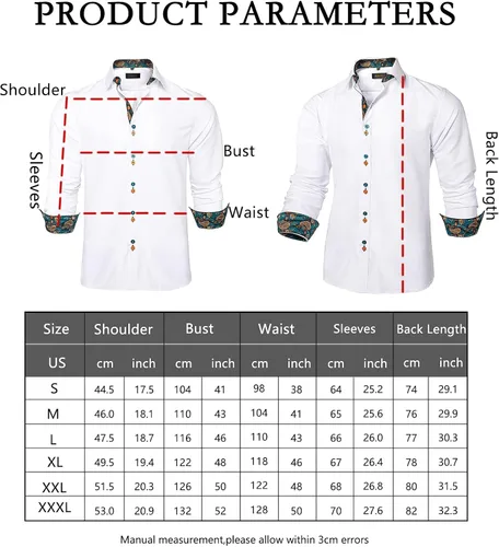 Vista 3 de DiBanGu Camisa casual de manga larga con botones para hombre, camisa de vestir de ajuste regular