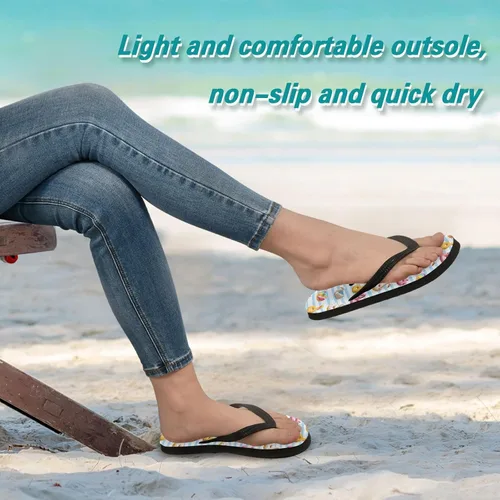 Vista 4 de ALAZA Flamingo Swan Circlen - Sandalias de rayas azules para mujer, cómodas sandalias de playa para hombre, sandalias de ducha de goma