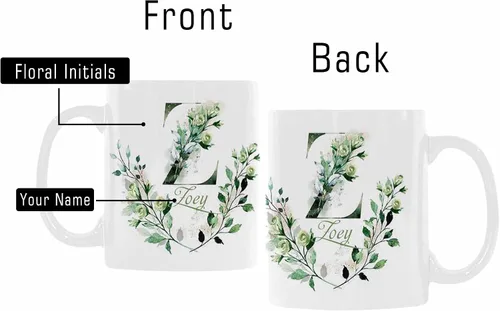 Vista 3 de Tazas de café personalizadas con iniciales y letra de nombre, tazas de nombre personalizadas, regalo divertido para novio y novia, tazas de doble