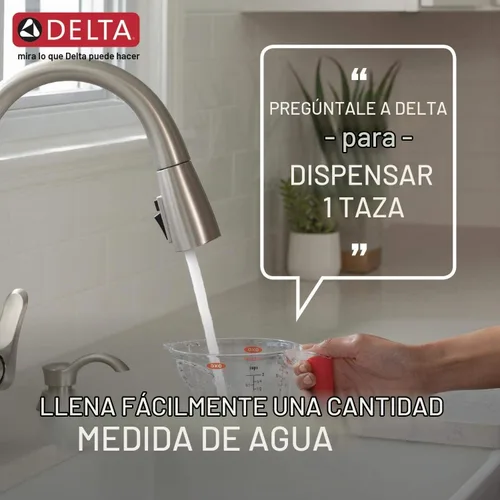 Vista 3 de Delta 9113TV-AR-DST Essa - Grifo de cocina, VoiceIQ, acero inoxidable ártico