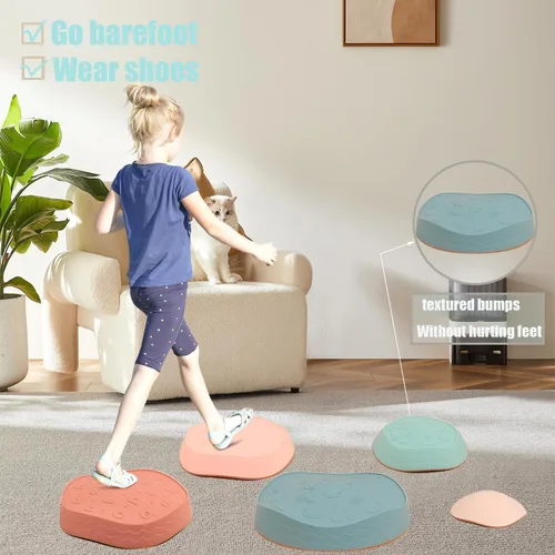 Vista 3 de Fanboxk - Piedras de equilibrio para niños, piedras sensoriales antideslizantes para promover habilidades de equilibrio y coordinación en niños