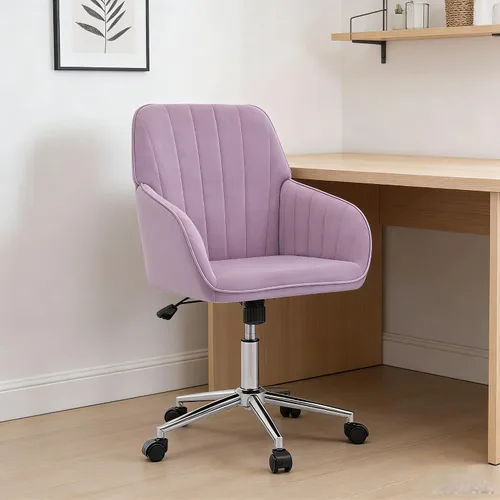 Vista 12 de Silla de escritorio de oficina en casa, cómoda silla de computadora de terciopelo con asiento de respaldo, 300 libras de altura ajustable ergonómica