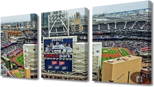 Vista 64 de TUMOVO American Major Baseball - Lienzo decorativo para pared, diseño de estadio de los Bravos, 3 piezas, arte de pared de Filadelfia, cuadros