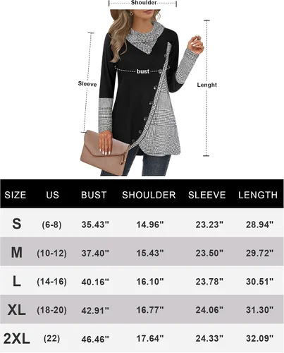 Vista 2 de Camisa Cestyle tipo túnica de manga larga para mujer, holgada, con cuello volteado y dobladillo asimétrico