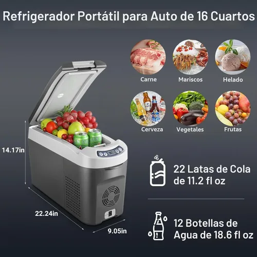 Vista 2 de BODEGA BODEGACOOLER - Refrigerador de coche de 12 voltios, refrigerador portátil para automóvil, congelador pequeño con 12/24 V CC (-4 ℉ ~ 68 ℉)