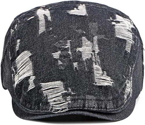 Vista 5 de Men's Denim Newsboy Flat Cap Gatsby Ivy Cabbie Hat Driving Cap