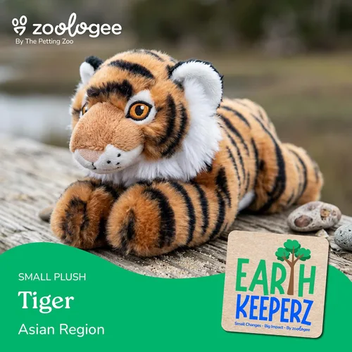 Vista 2 de The Petting Zoo Peluche de tigre, regalos para niños, animales de vida silvestre Earth Keeperz, juguete de peluche de tigre a rayas Zoologee, 10