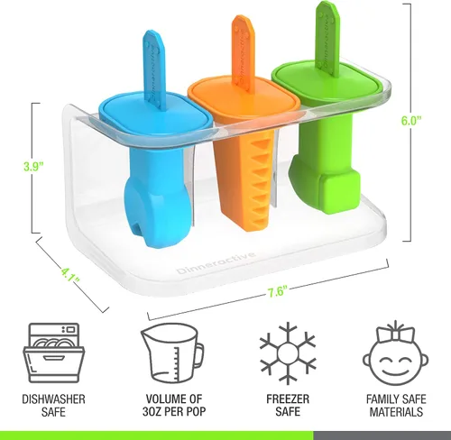 Vista 7 de Dinneractive Play Pop Popsicle Molds - Juego de 3 herramientas temáticas - Moldes de silicona reutilizables para paletas de bricolaje para niños
