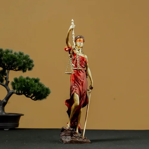 Vista 7 de Estatua de bronce ciega de la justicia, figura de justicia Themis de 11 pulgadas (rojo)