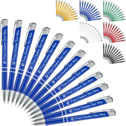 Vista 24 de Bolígrafo personalizado, 1 unidad, bolígrafo personalizado con logotipo de mensaje de nombre comercial grabado, tapa de clic de tinta negra, regalo