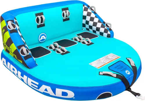 Vista 16 de Airhead Mable Towable Tube for Boating, 1-4 Rider Inflatable Boat Tube for Water Tubing, Heavy Duty Full Nylon Cover, EVA Foam Pads, Dual Tow Point