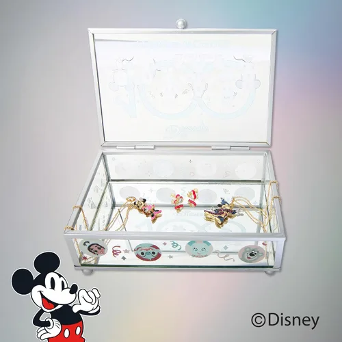 Vista 2 de Disney Joyero de 100 aniversario Con licencia oficial D100 bonita caja de joyería de cristal de celebración Celebrando 100 años de maravilla