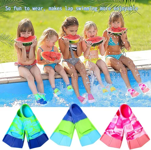Vista 5 de Aletas de Natación para Niños, Aletas Cortas Cómodas para Natación de Vueltas y Entrenamiento para Niños, Niñas, Niños, Principiantes