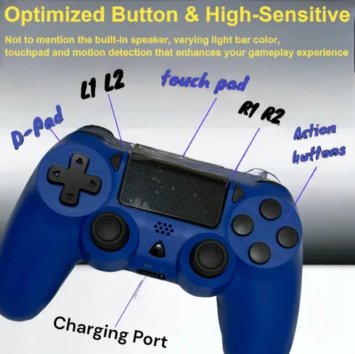Vista 7 de Blue, Upgraded Wireless P4 Remote Controller Compatible with PS-4SlimPro with Dual Vibration6-Axis Motion SensorAudio Replacement for PS-4 Controller