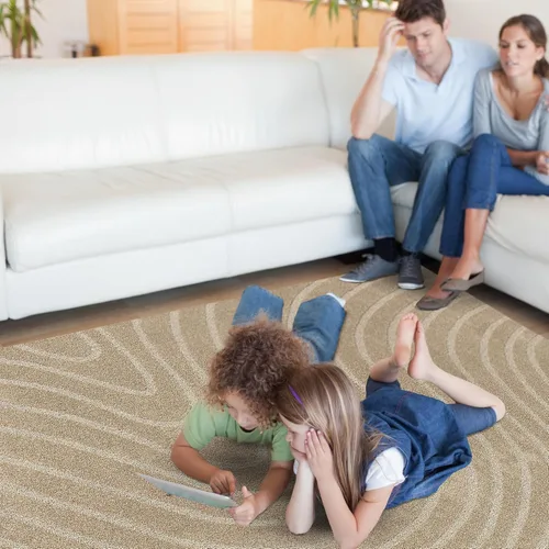Vista 2 de LUXE WEAVERS Alfombra de Área Moderna Geométrica de Ondas Beige 2x3