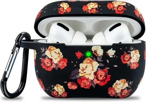 Vista 21 de LitoDream - Funda de silicona suave y flexible con llavero para Apple AirPods 2 y 1, para niñas (vaca; blanco con cactus)