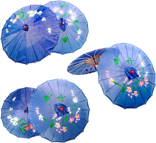 Vista 2 de TJ Global Paquete de 6 paraguas chinos japoneses para niños de 22 pulgadas para bodas, fotografías, disfraces, cosplay, decoración y otros eventos