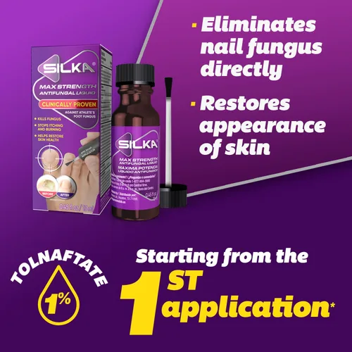 Vista 5 de Silka Max Strength - Juego de líquido antifúngico y crema, potente alivio para hongos en las uñas de los pies, pie de atleta y tiña, alivio