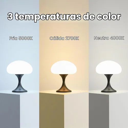 Vista 4 de MAGCHARM Lámpara de mesa recargable LED de 5 W con pantalla de cristal, pequeña luz táctil retro regulable con 3 temperaturas de color, luz estética