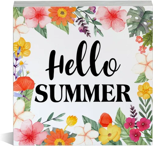 Vista 10 de Cartel de madera Sweet Summer Vibes de madera con bloque de madera de helado de verano, letrero decorativo para escritorio, decoración de estante A05