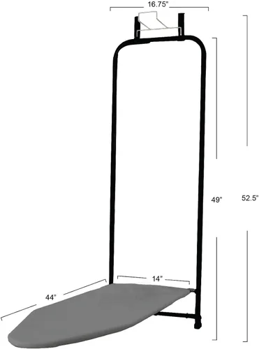 Vista 2 de Household Essentials Tabla de planchar sobre la puerta, cierre automático, delgada y compacta, perfecta para espacios pequeños, incluye cubierta