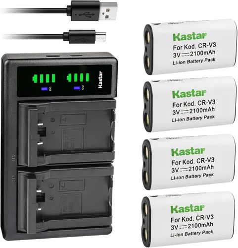 Vista 7 de Kastar CR-V3 LTD2 - Cargador de batería USB para Pentax Optio 43WR, Optio 540, Optio S30, Optio S40, Optio S60, K100D Digital SLR, K110D Digital