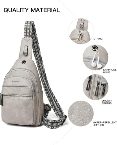 Vista 6 de Sling Bag For Women Faux Leather Small Casual Daypack Backpack Fanny Pack Crossbody Chest Bags Purse
